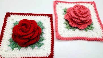 Crochet Rose Granny Square Bedspread Pattern