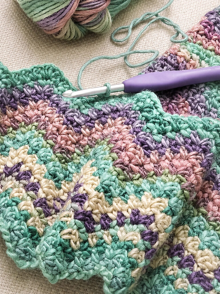 Moss Stitch Ripple Crochet Blanket