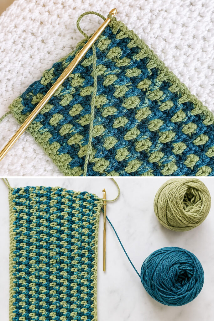 Moss Stitch and Linen Stitch