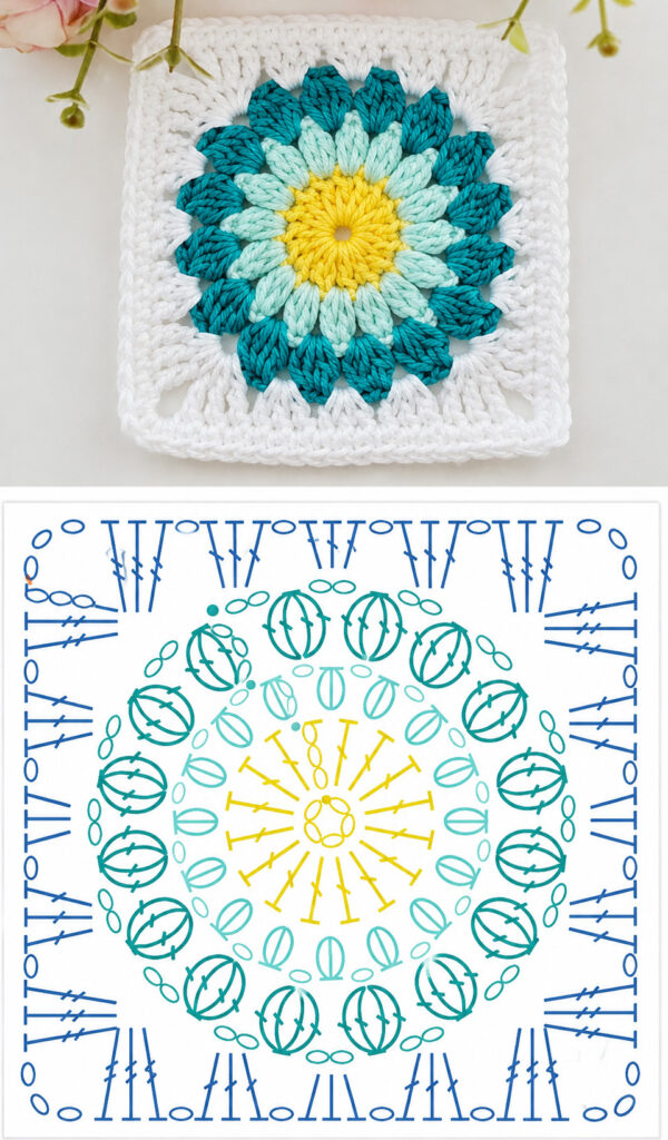 Sunburst Granny Square Diagram