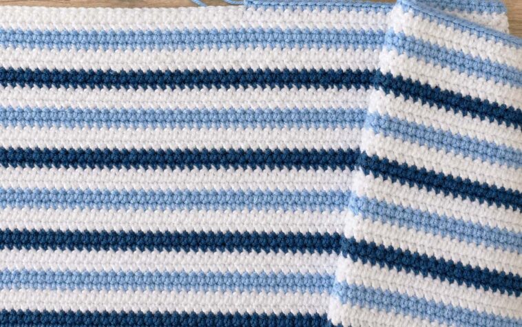 Crochet Teal Stripes Baby Blanket