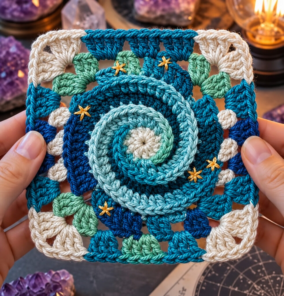 Spiral Galaxy Crochet Square