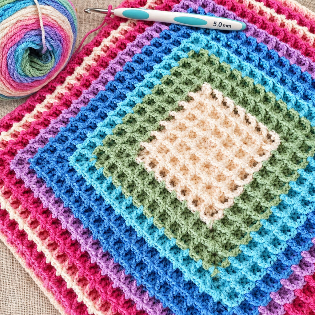 Squared Waffle Crochet Stitch