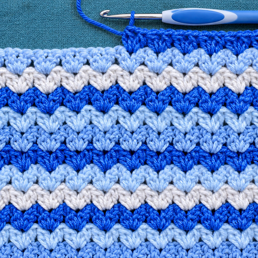 Crochet V-Stitch Cluster