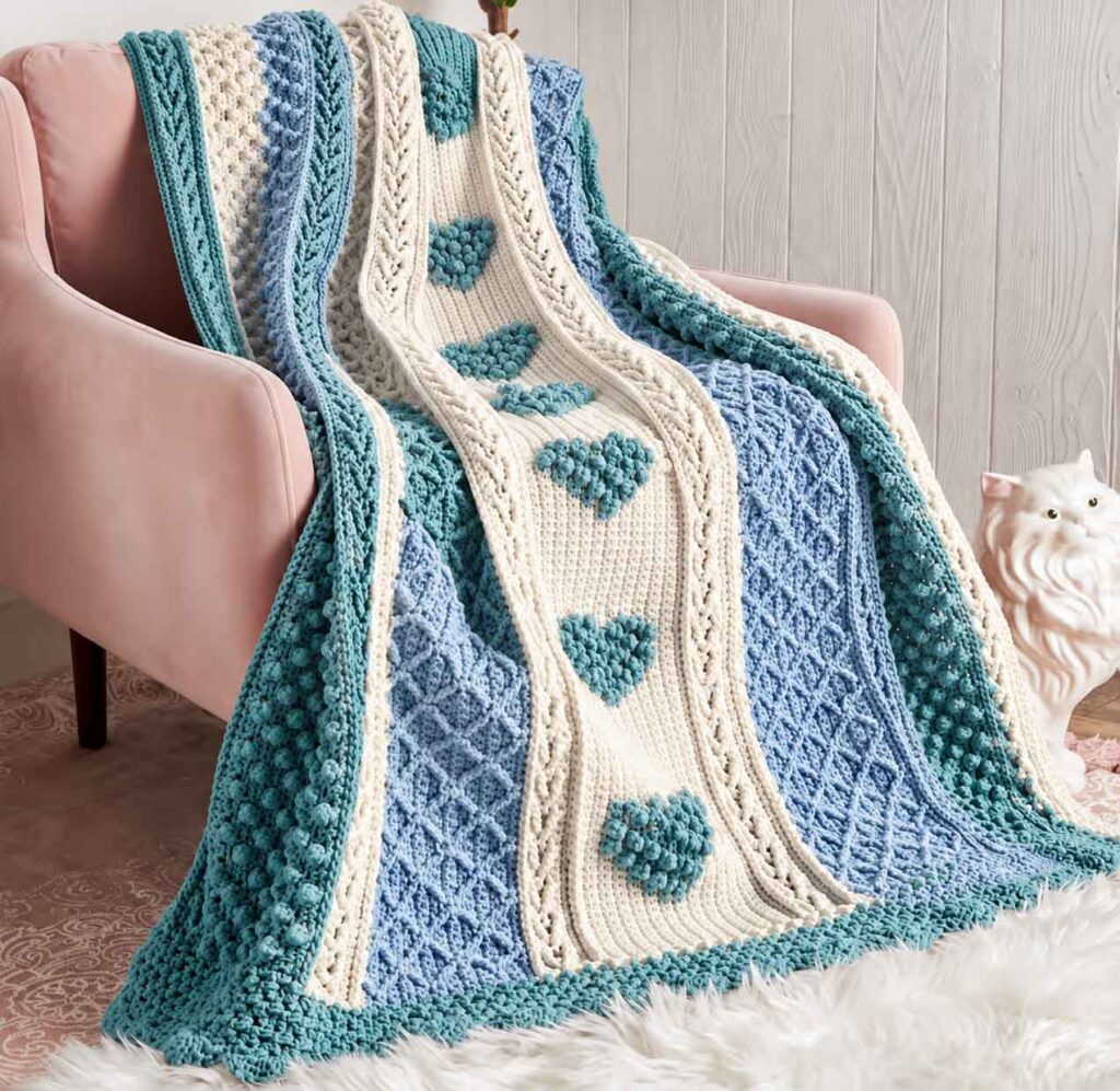 Aran Hearts Throw