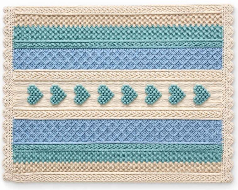 Aran Hearts Throw