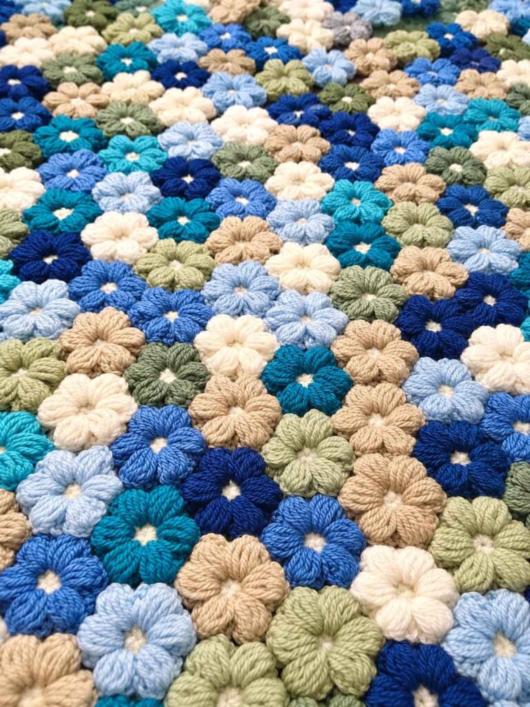 Crochet Puff Stitch Flowers Pattern