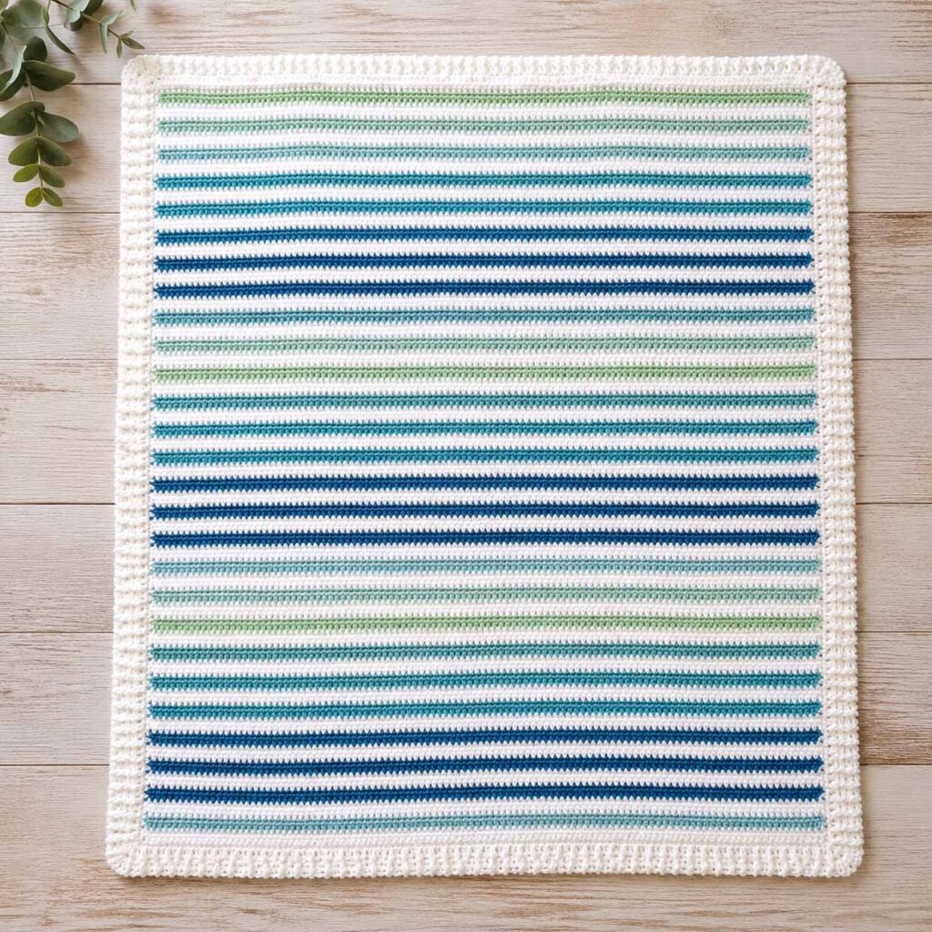 Crochet Teal Stripes Baby Blanket