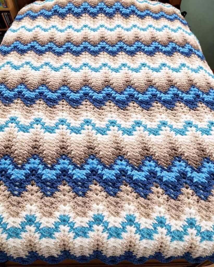 Grandma Spiked Ripple Crochet Blanket