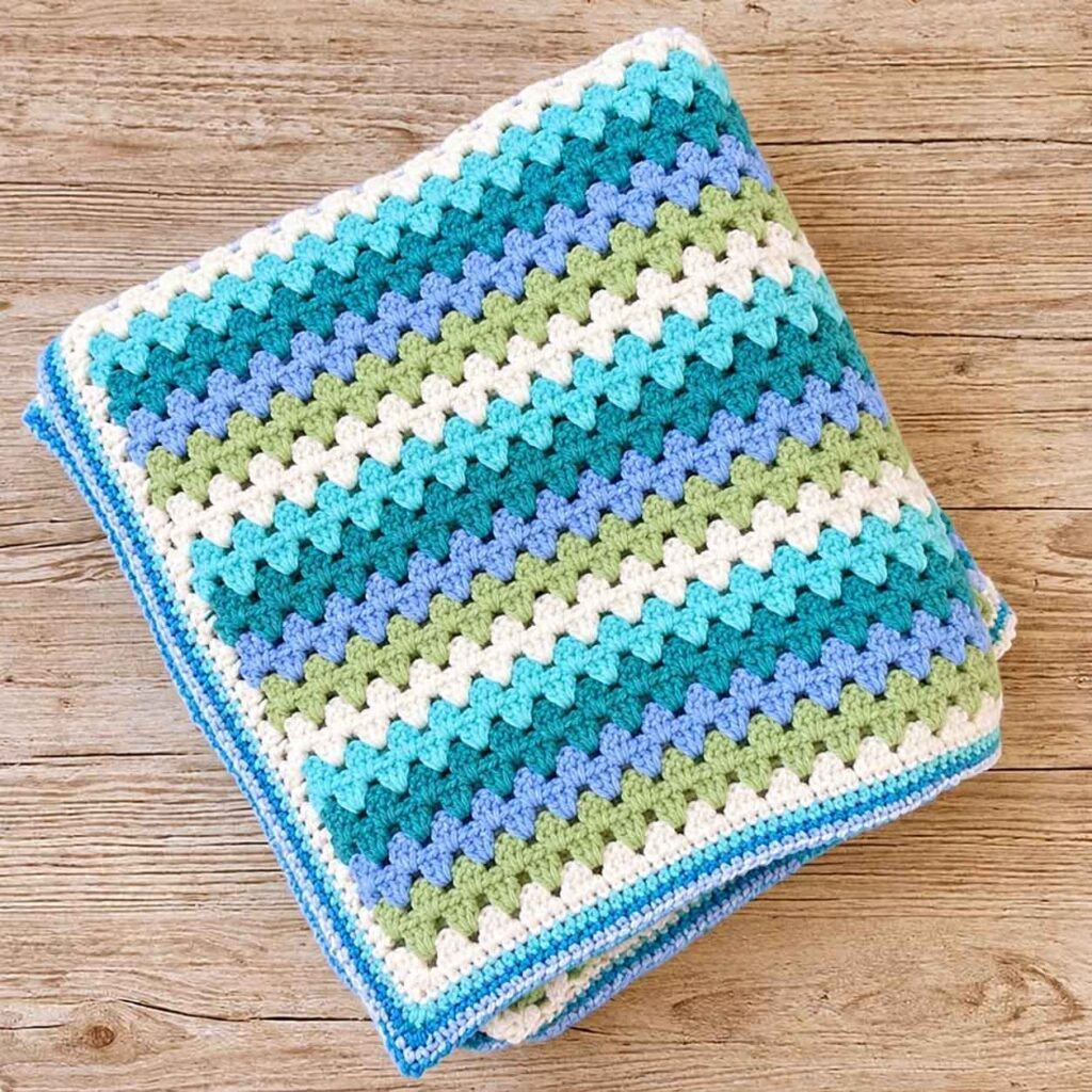Granny Stripe Crochet Blanket Pattern