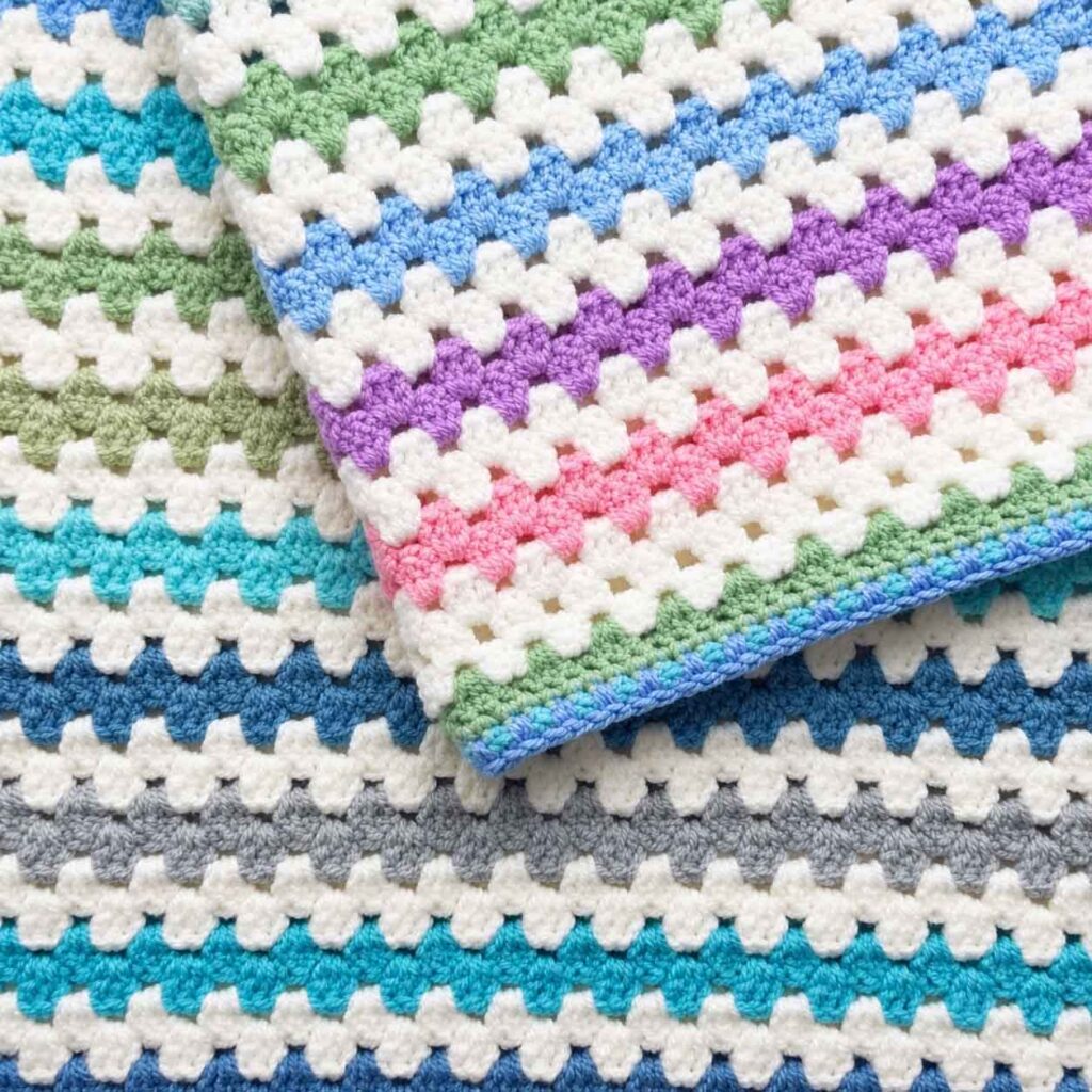 Granny Stripe Crochet Blanket Pattern
