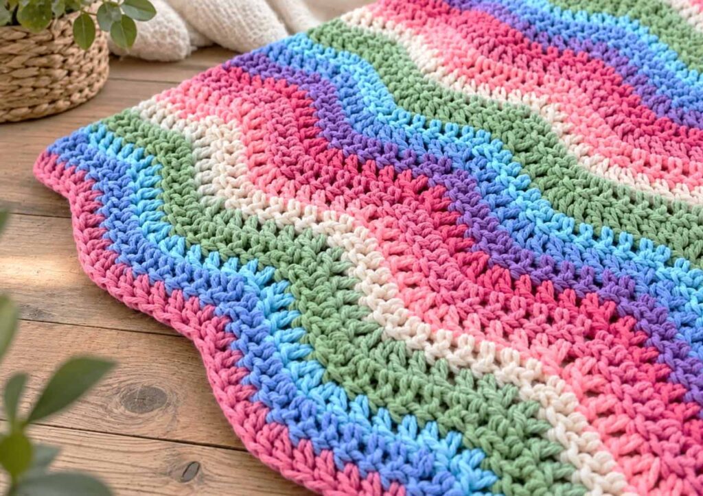 Rainbow Ripples Baby Blanket