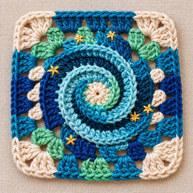 Spiral Galaxy Crochet Square