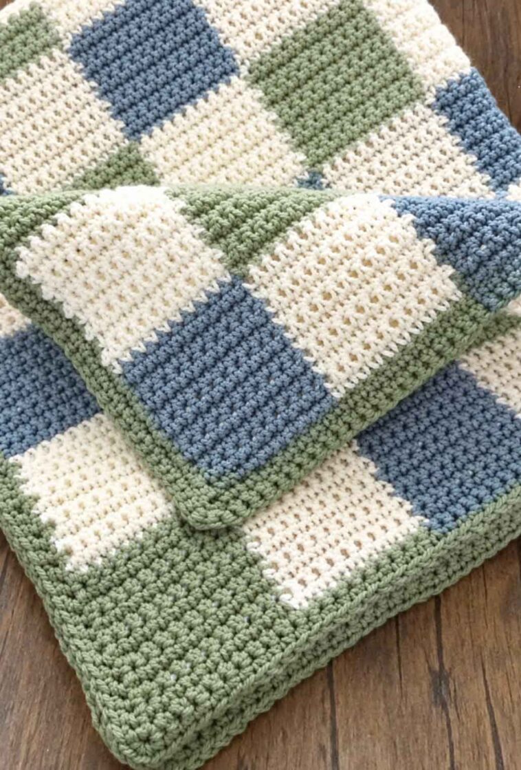 Baby Plaid Blanket Crochet Pattern