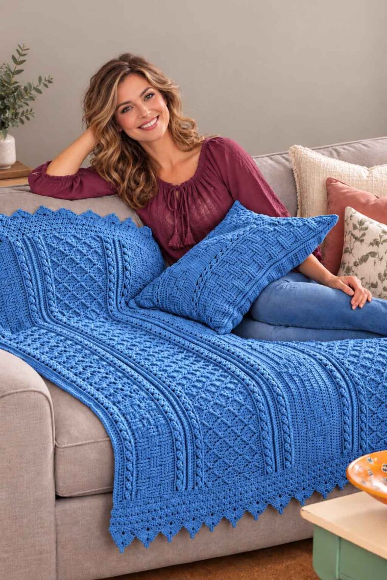 Basketweave Diamond Throw Crochet Pattern