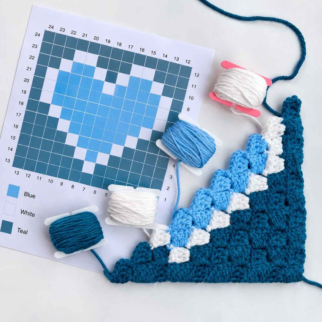 C2C Heart Square Blanket Pattern