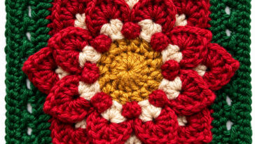 Crocodile Stitch Dahlia Afghan Block Pattern