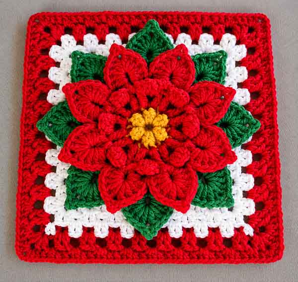 Crocodile Stitch Dahlia Afghan Block Pattern