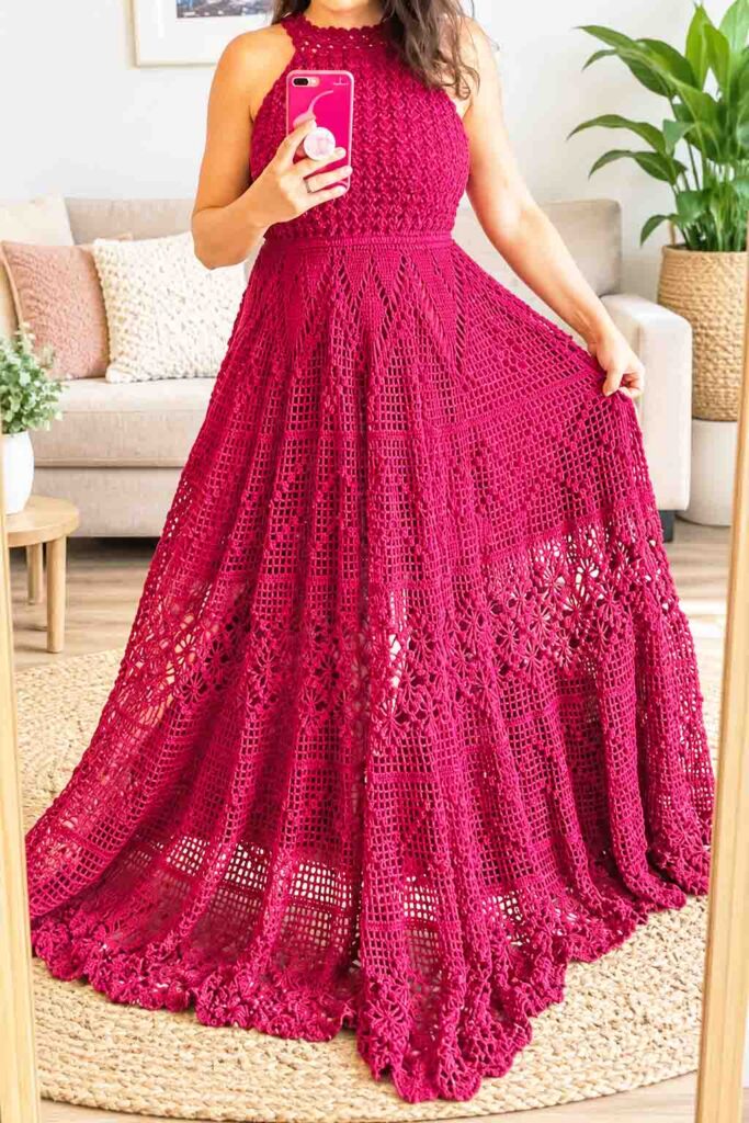Mari Castro Crochet Long Dress