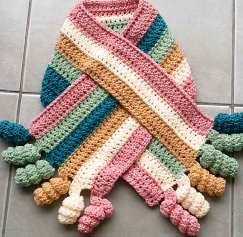 Rainbow Curly Shirley Scarf crochet pattern