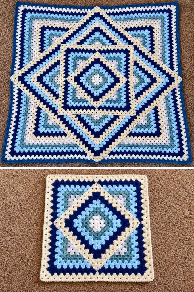 Squared Diamond Granny Throw
