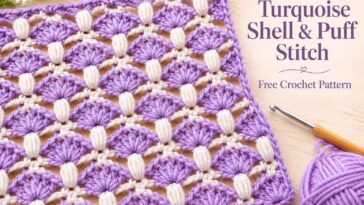 Turquoise Shell & Puff Crochet Stitch