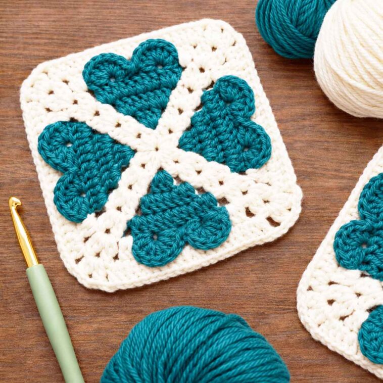 crochet heart granny square pattern